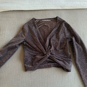 Abercrombie & Fitch Long Sleeve Twist Shimmer Crop Top